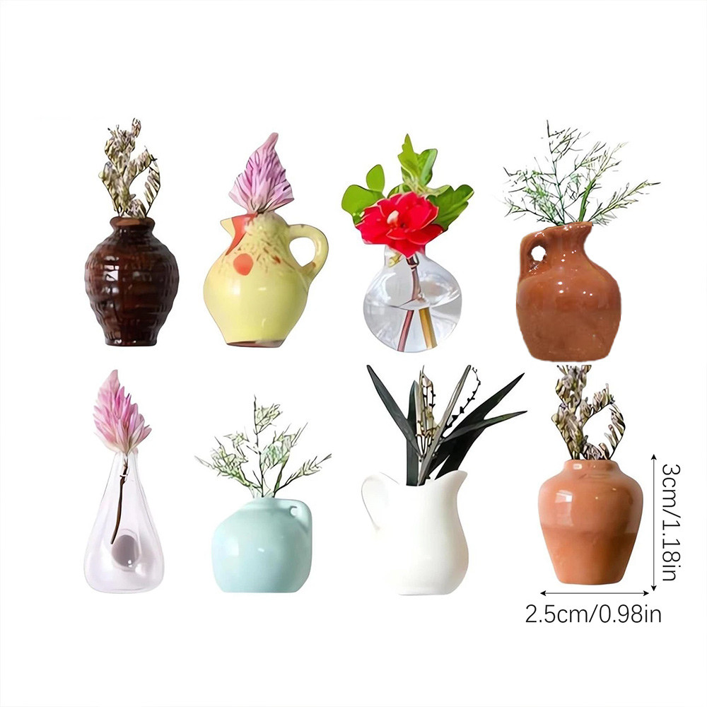 Mini Vase Fridge Magnets, Simulation Durable Ceramic Vase Refrigerator Sticker, Fridge Accessories