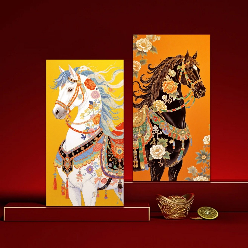 ซองแดงปีม้า 2026 จำนวน 6 ชิ้น การ์ดอวยพรปีใหม่และเทศกาลฤดูใบไม้ผลิ ของขวัญนำโชค ถุงเงินมงคล TH - รูปที่ 6