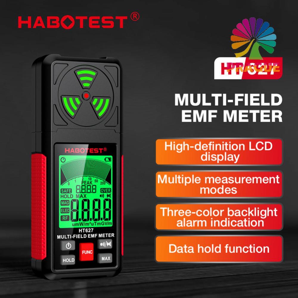 HT627 3 in 1 Portable Digital EMF Meter Auto Off แม่เหล็กไฟฟ้า Field EMF Meter