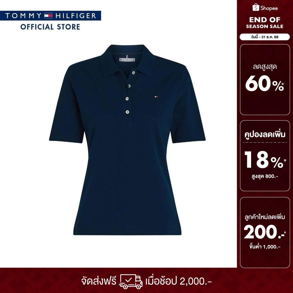 Tommy Hilfiger เสื้อโปโล ผู้หญิง รุ่น WW0WW43224 C1G - สีน้ำเงิน ทรง Regular Fit
