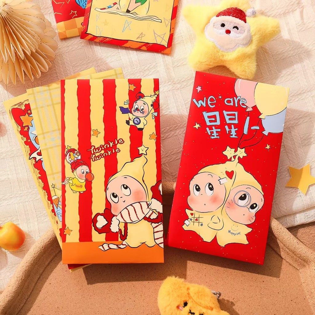 6ชิ้น/เซ็ตซองจดหมายสีแดงการ์ตูนดาวคนแพ็คเก็ตสีแดง2026ถุงเงินโชคดีปีใหม่เด็กของขวัญปีใหม่ - รูปที่ 5