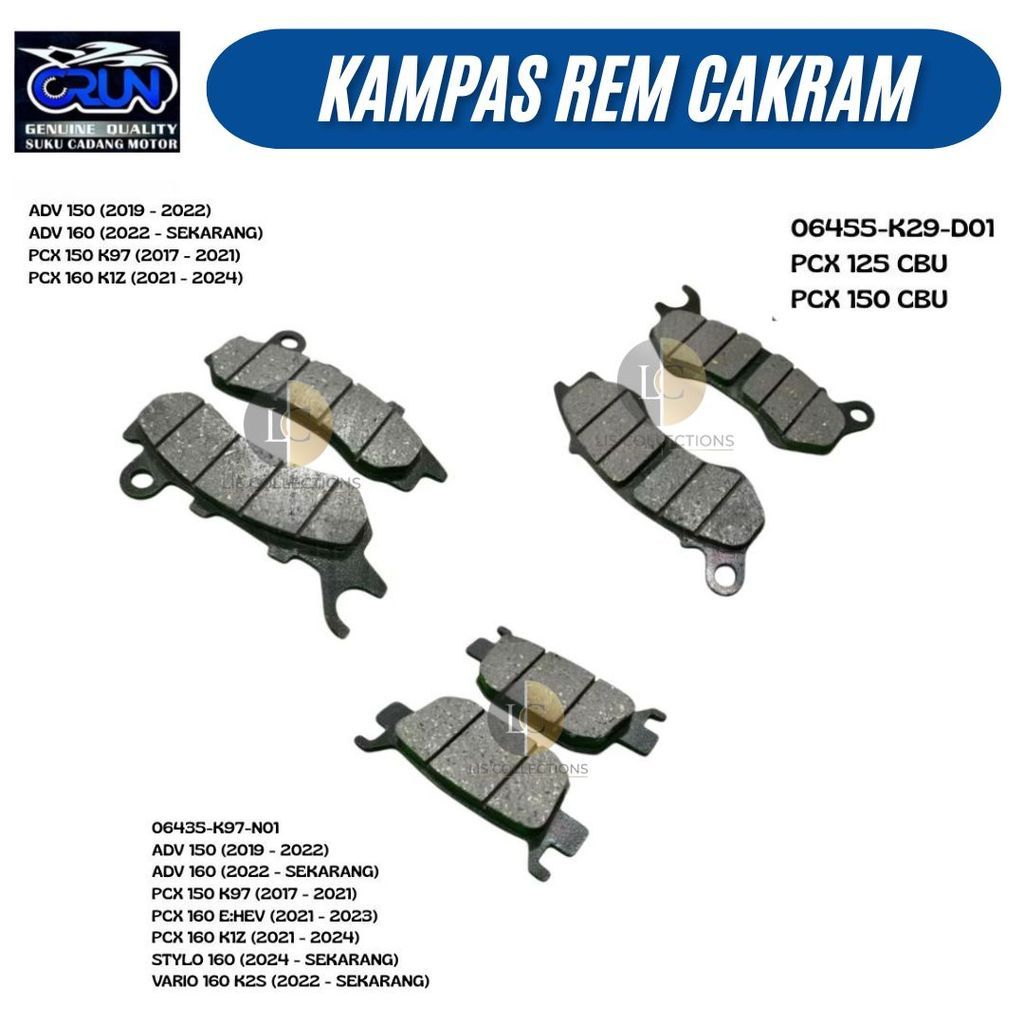 06455-KRE-N01 ผ้าดิสก์เบรกหน้าและหลัง Dispad PCX 125 150 CBU K97 K1Z ADV 150 160 STYLO