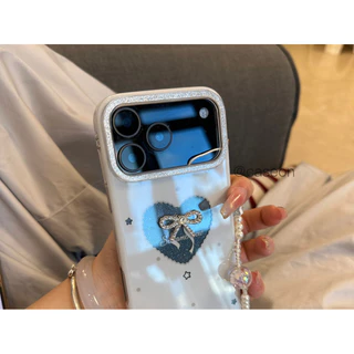 Hollow Heart Glitter ins เหมาะสําหรับ 17promax 16iPhone15pro สร้อยข้อมือผีเสื้อเชลล์ 13promax