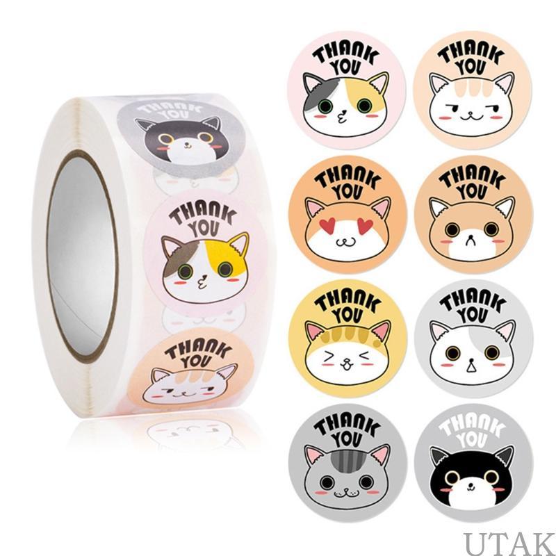 TAKE 500 ชิ้นสติกเกอร์สัตว์น่ารักม้วนป้ายน่ารักสําหรับกล่องหัตถกรรม DIY Decros