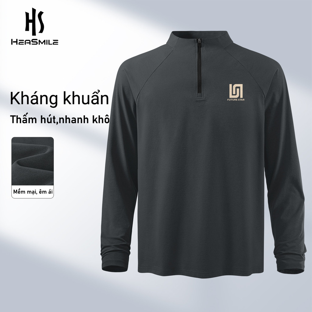 รอยยิ้ม เสื้อเชิ้ตแขนยาวผู้ชายคอปกเปิดเนื้อแห้งเร็วระบายอากาศได้ดีเหมาะกับใส่กลางแจ้ง (bls เฮ้)