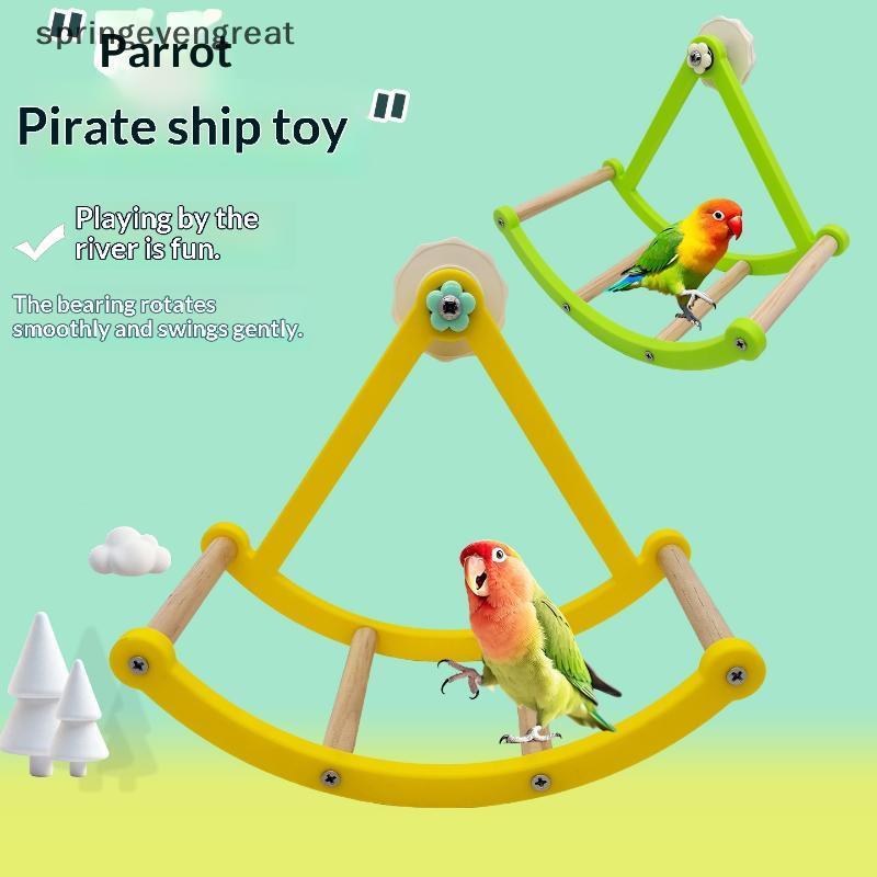 Springevengreat Creative Parrot Pirate Ship Swing & Climbing Ladder Toy for Bird Cage Springevengrea