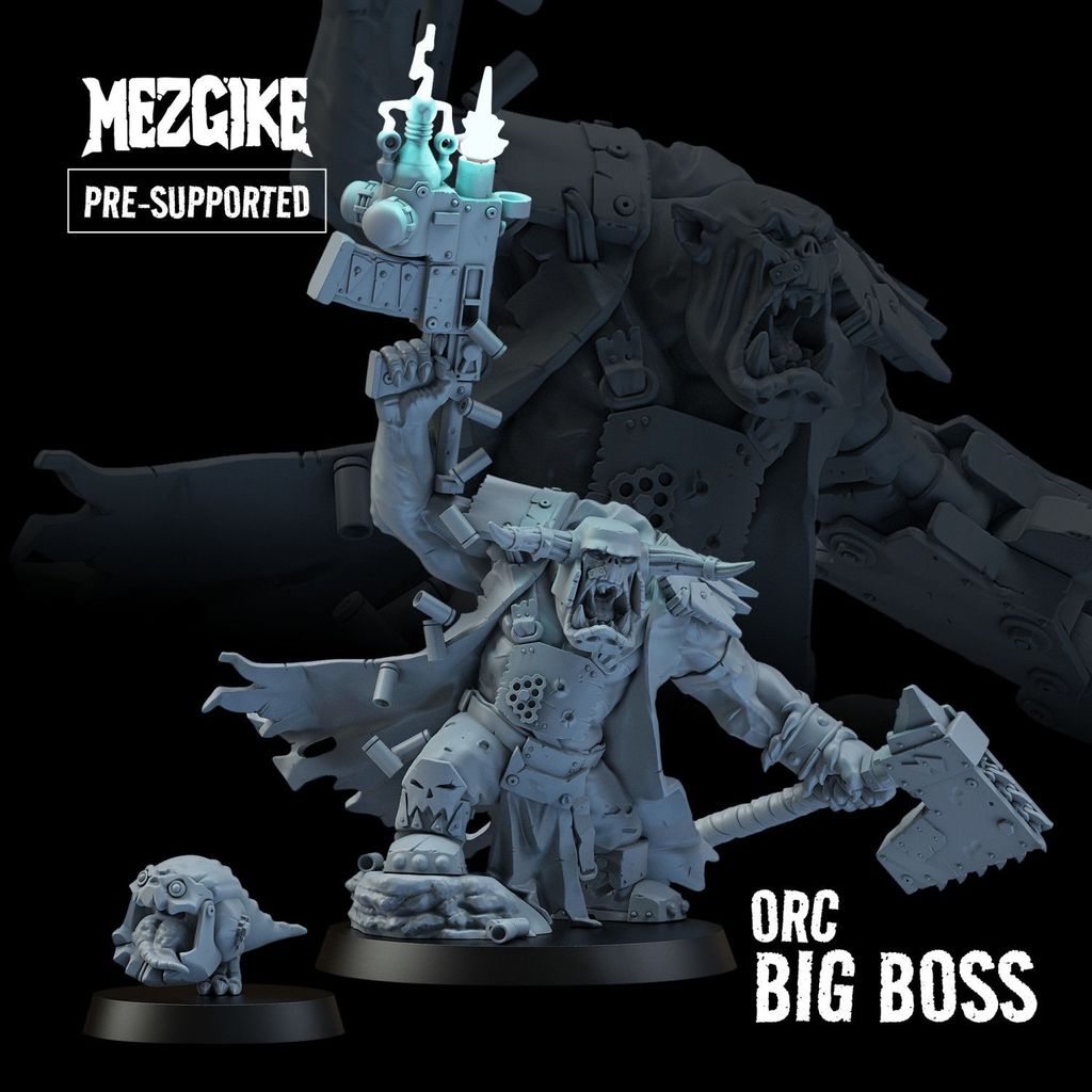 Warhammer Orc Big BOSS Leader War Chess 40K Board Game Painting 3D Printing White Model ZE6I