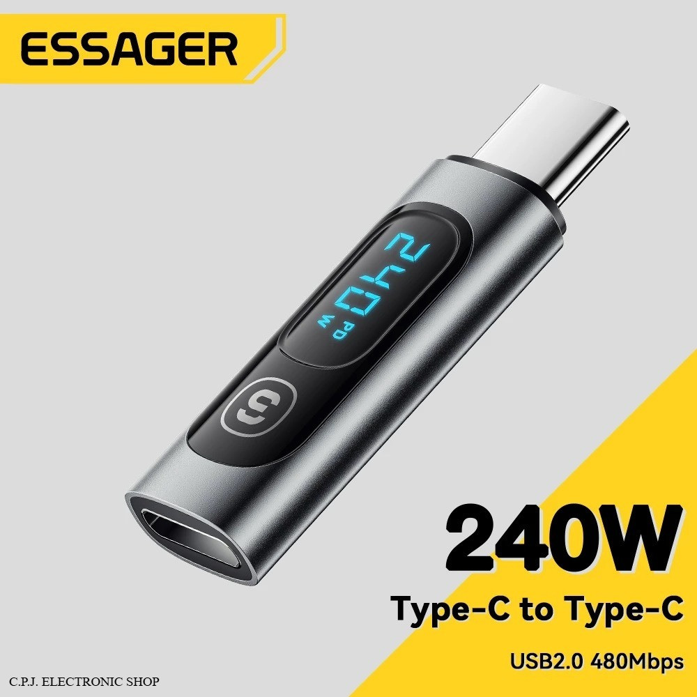 Essager อะแดปเตอร์ทดสอบพลังงาน Type C เป็น Type C 240W รองรับการส่งข้อมูล OTG