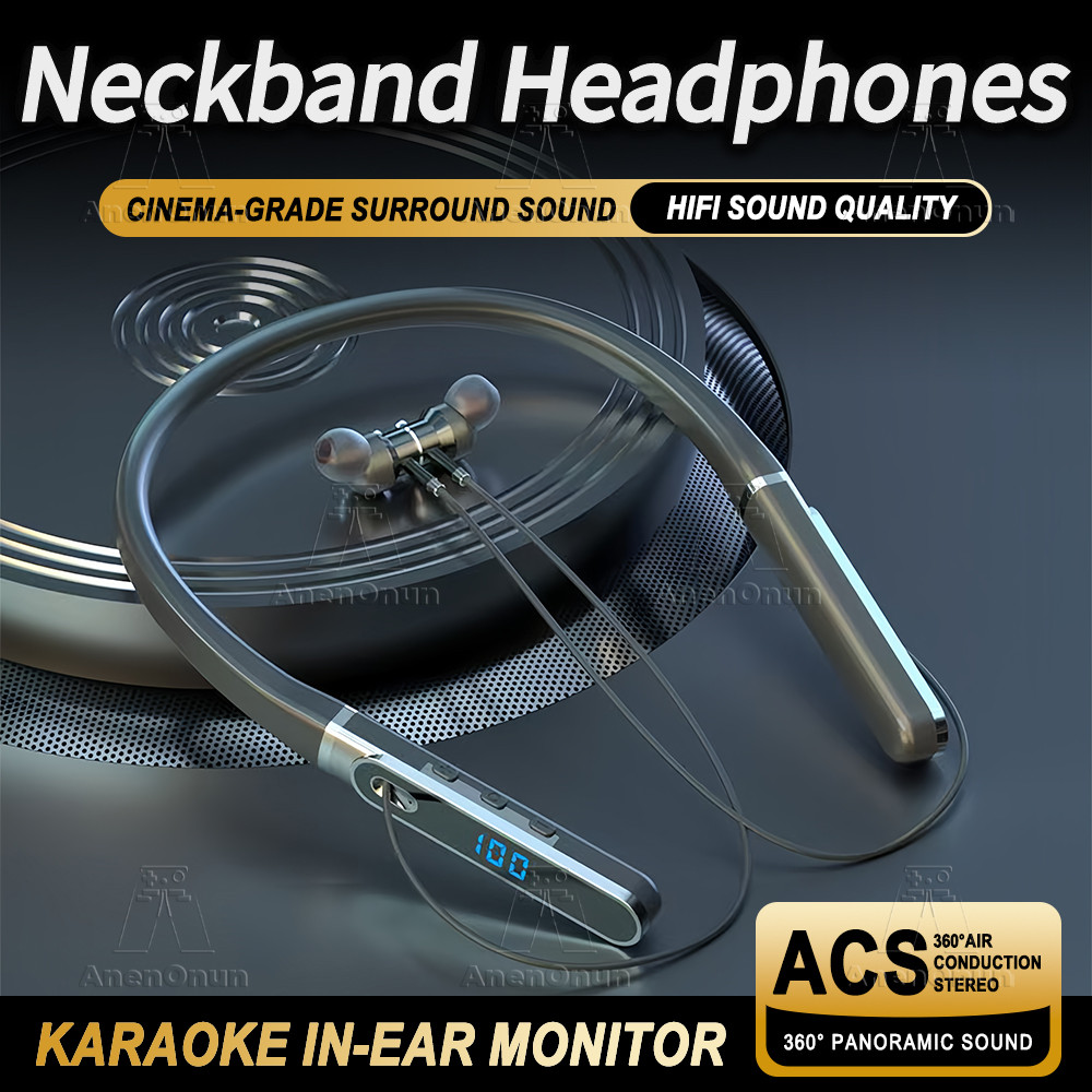 BONINE หูฟังแบบคล้องคอ 60H เวลาเล่นชนิดใส่ในหู Hifi หูฟังไร้สายบลูทูธ ENC ตัดเสียงรบกวน IPX6 ชุดหูฟั