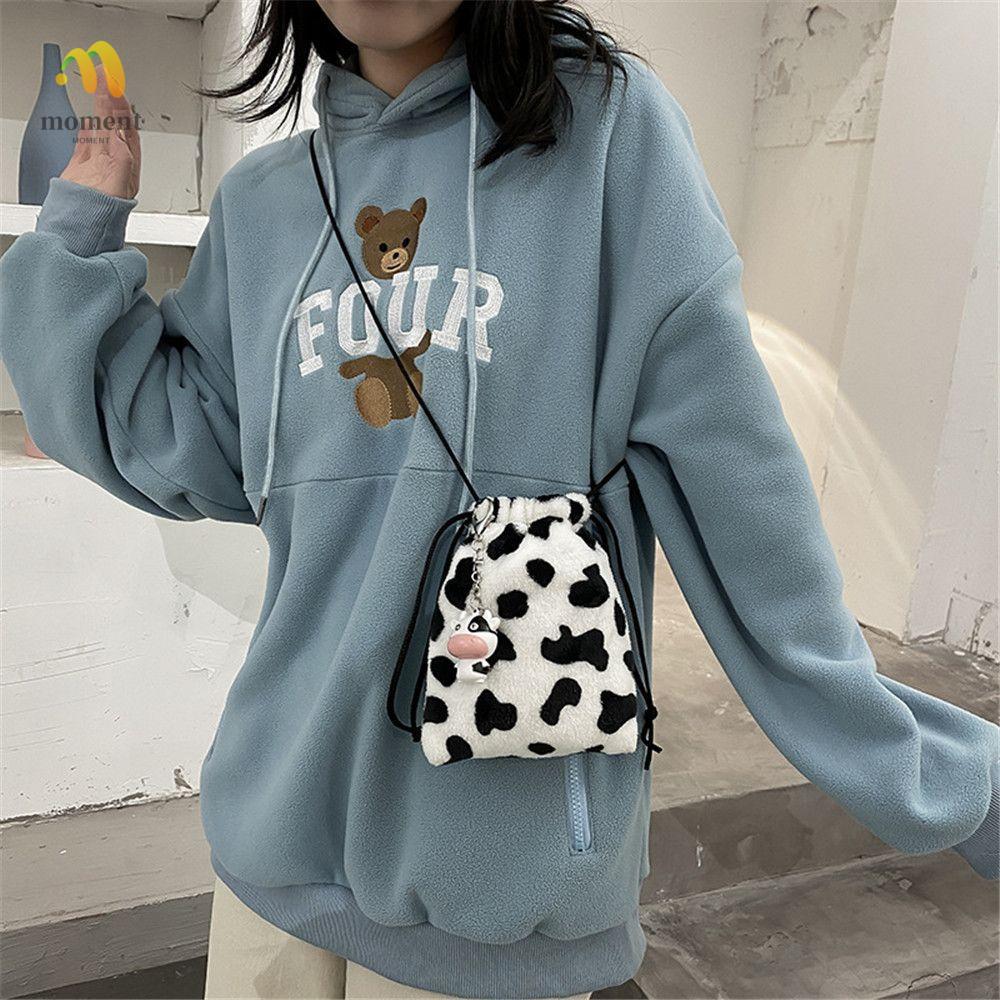 MOMENT Drawstring Bag Handbag Fashion Winter Small Pouch Plush