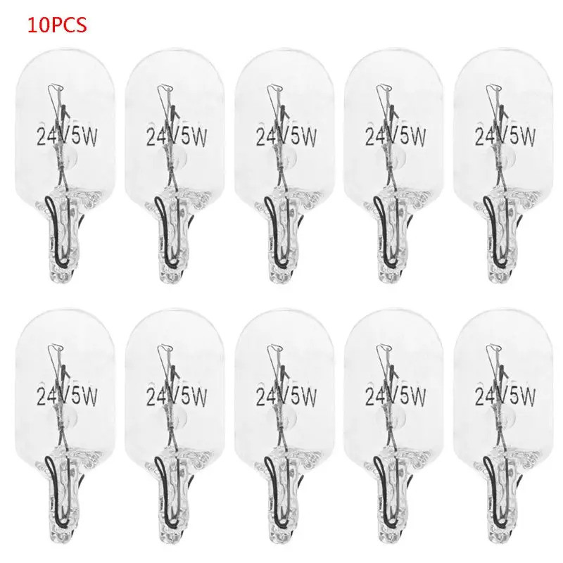 Hot 10 Pcs T5 W5W White Color 1.2W 194 501 DC 12V/24V Car Bulb Side Wedges Car Light Source Instrume