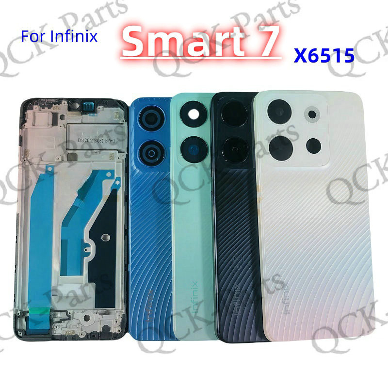 สําหรับ Infinix Smart 7 X6515 ฝาหลังกรอบกลางกรอบ LCD แบตเตอรี่ Doo ด้านหลังกรณีด้านหลัง