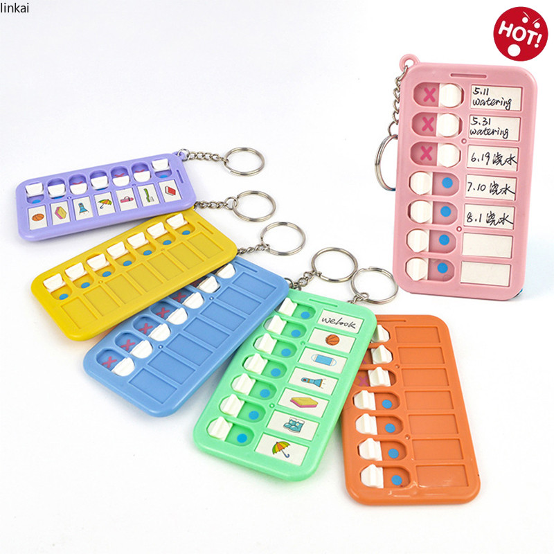 กระดานแผนรายวันแบบพกพา Home Chore Chart พวงกุญแจตารางรายวันพวงกุญแจแผนภูมิ Chore Key Chain Planner T