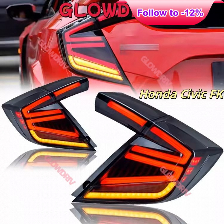 ไฟท้าย LED Honda Civic FK7 FK8 double V Design ไฟท้ายอัพเกรดเดย์ไลท์ drl lampu