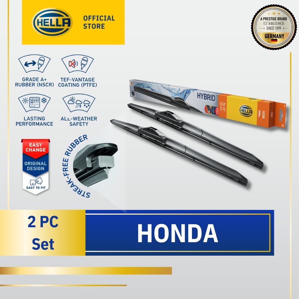 HELLA OFFICIAL STORE HYBRID ชุดปัดน้ําฝน (2 ชิ้น) สําหรับ HONDA City Civic Accord CRV Jazz Odyssey S