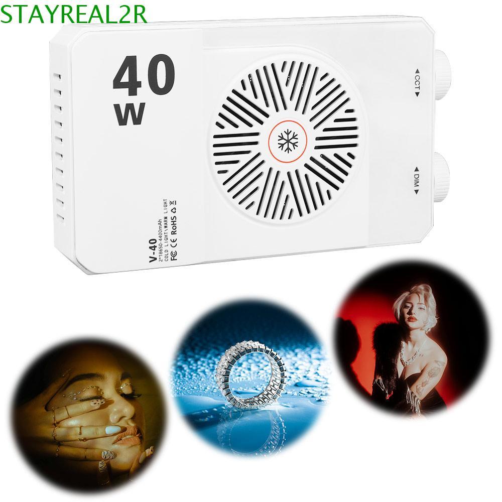 STAYREAL2R Mini LED Video Lamp, 4400mAh แบตเตอรี่ 40W RGB LED กล้อง, ขนาดกะทัดรัดปรับพร้อมขาตั้งกล้อ