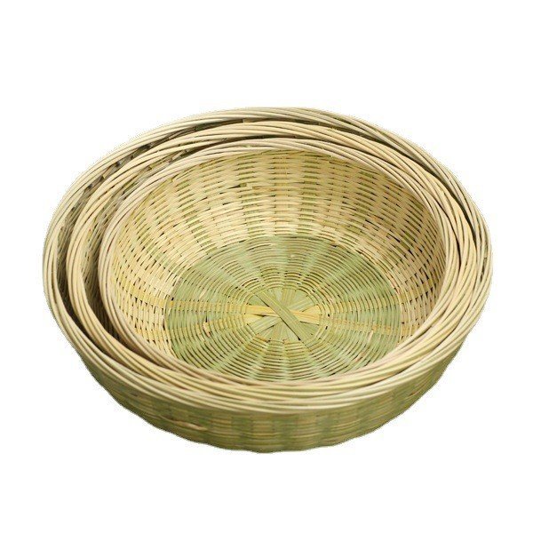 ครัวเรือนที่ทําด้วยมือไม้ไผ่ทอตะกร้านึ่งบุญนึ่งตะกร้าไม้ไผ่ตะกร้าครัวการจัดเก็บหวายผักล้างผลไม้สีฟ้า