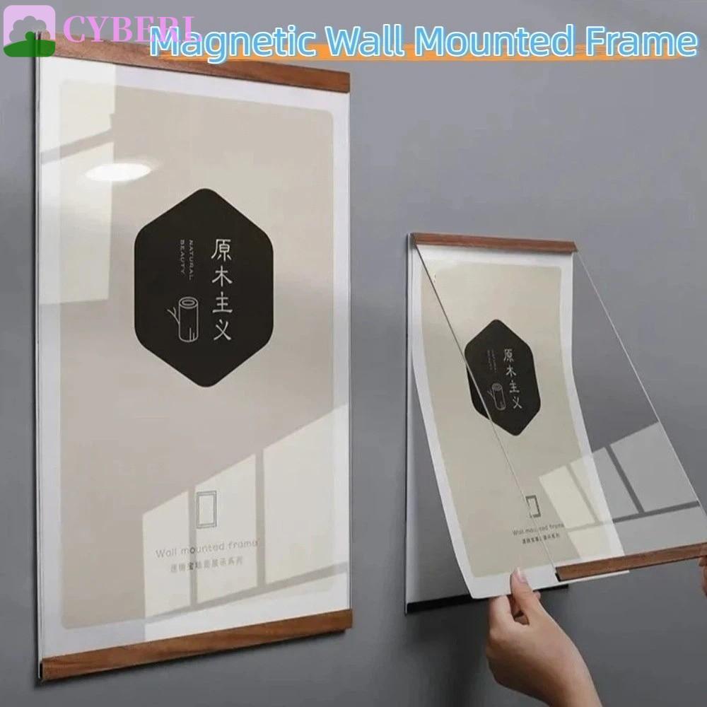 CYBERLINX Magnetic Wall Mounted Frame, A 4/A 5/A 6 สี่เหลี่ยมผืนผ้าอะคริลิคผู้ถือป้าย,โมเดิร์นนํากลับมาใช้ใหม่ No-drill Simple Display Board Advertisement Display