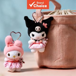 Sanrio Sakura Series Plush Charm อุปกรณ์เสริม Kuromi MyMelody Cherry Blossom ชุดจี้ Key แหวนกระเป๋าพวงกุญแจเครื่องประดับสําหรับกระเป๋าเป้สะพายหลังของขวัญสะสม 10 ซม./3.94in