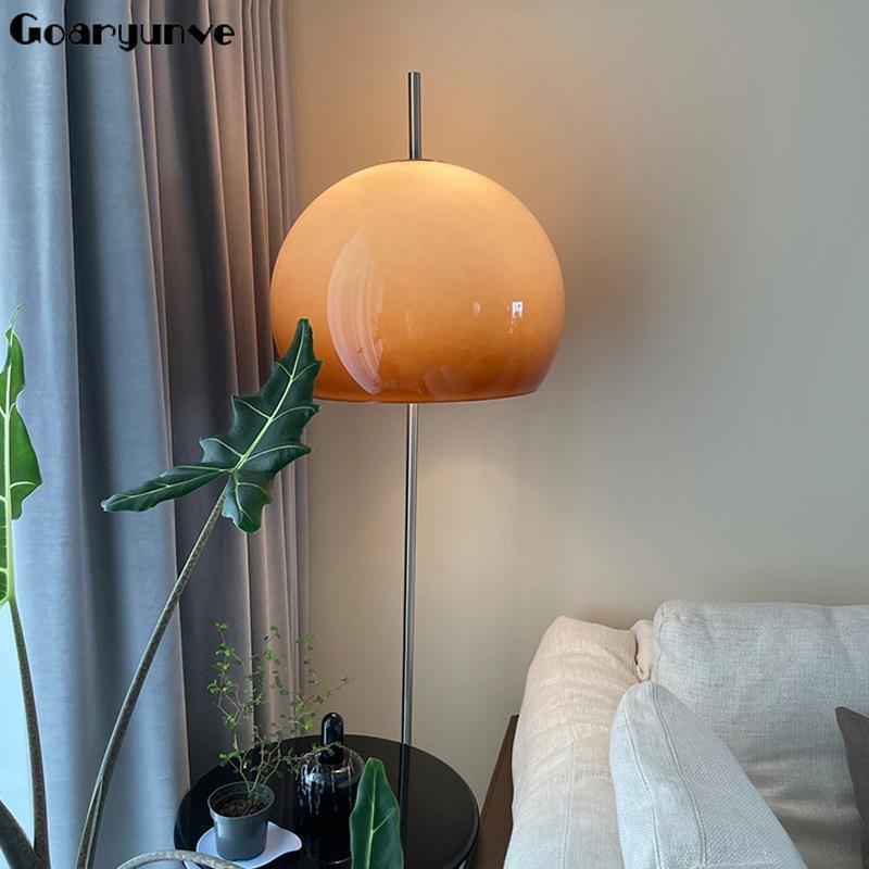 โคมไฟตั้งพื้นเห็ดแก้ว – โคมไฟย้อนยุคอุตสาหกรรมวินเทจสําหรับห้องนั่งเล่น Airbnb, ขาตั้งกลางคืนในห้องน