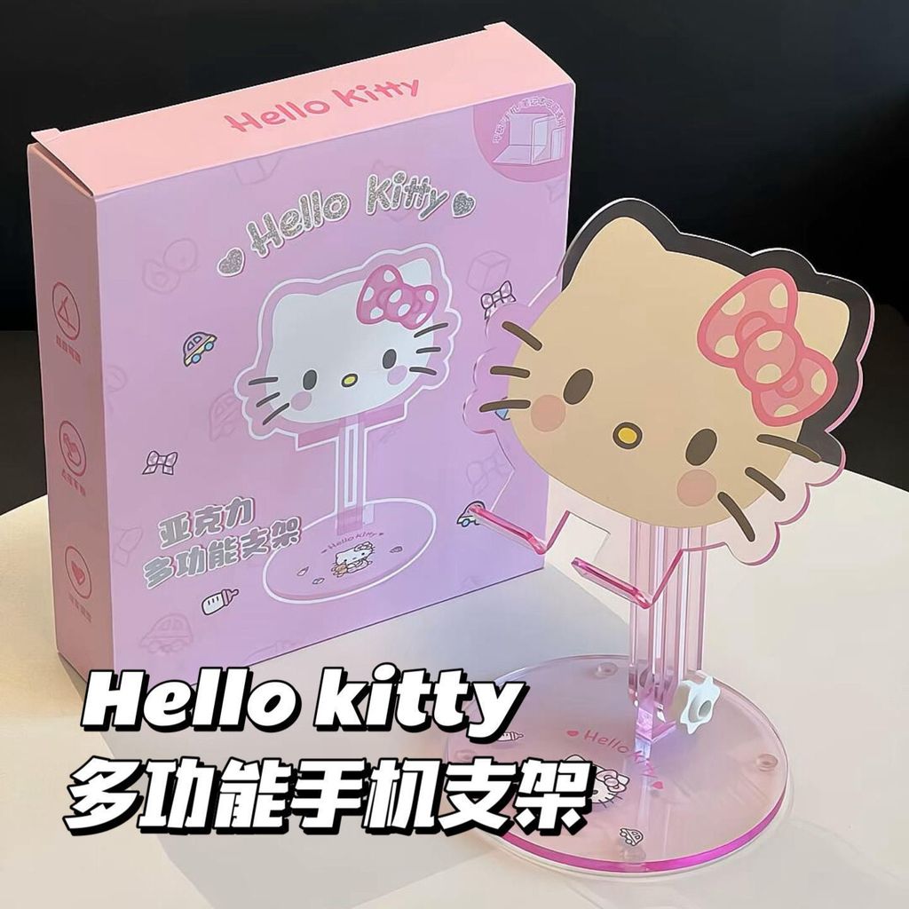 Hello Kitty ขาตั้งโทรศัพท์มือถือ Lazy ขาตั้งมัลติฟังก์ชั่นเดสก์ท็อปขาตั้งแท็บเล็ตแบบพับได้ปรับ Unive
