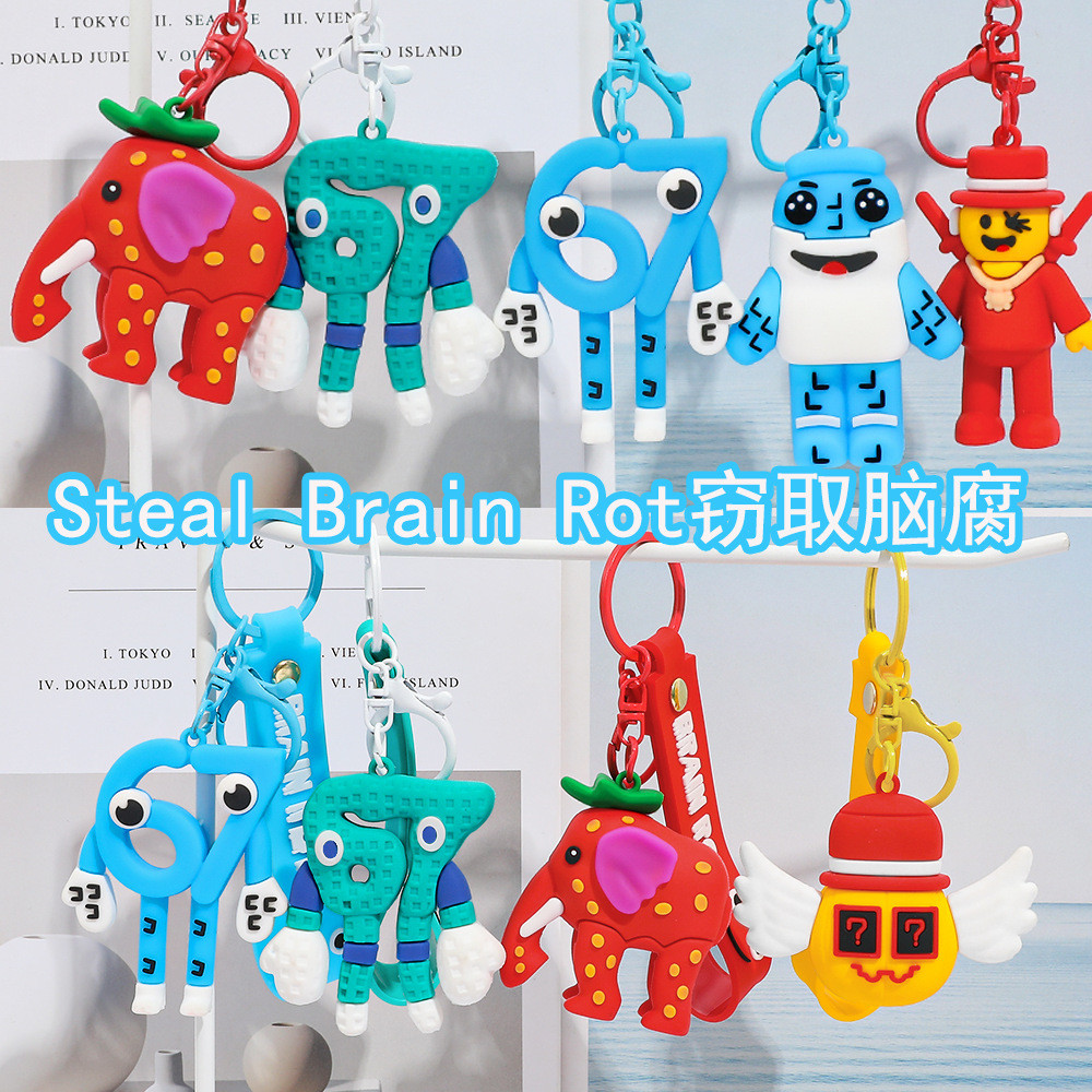 ขโมย Brainrot Jandel พวงกุญแจ Pandent กระเป๋าอุปกรณ์เสริม Roblox Jandel 67 Lucky Blocks La Esok Seko