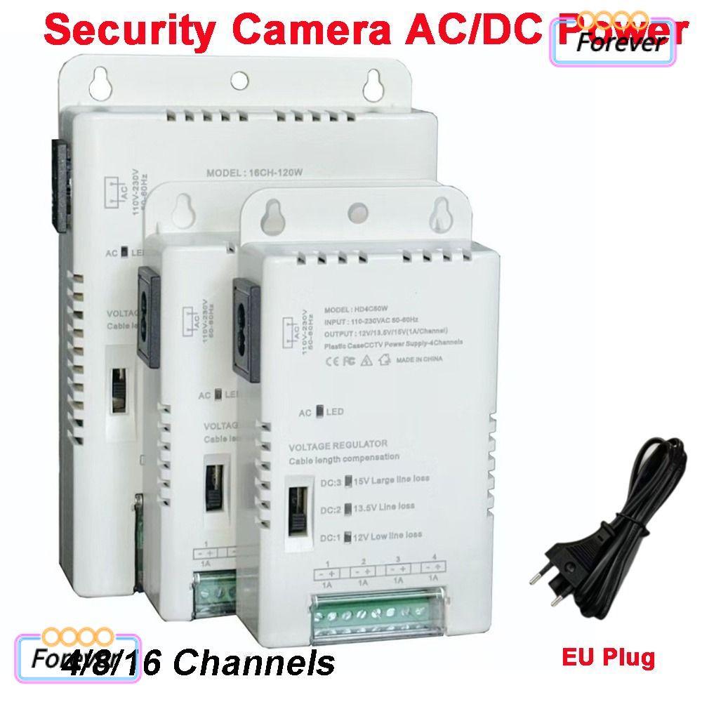FOREVER Power Supply Distribution, 90V-264VAC Input Adjustable Switching CCTV Camera Power Supply, 4