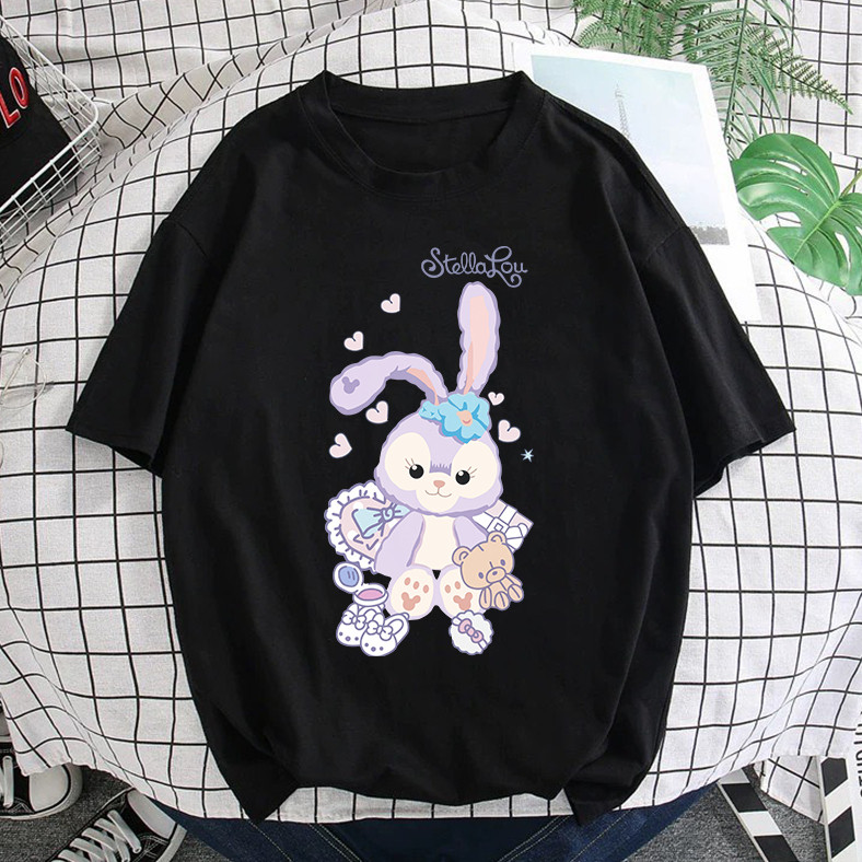 2026Fashion 2026STELLALOU กระต่าย disney ผ้า tshirt ผู้หญิงการ์ตูนกราฟิกหญิงผู้หญิงเสื้อหลวมเสื้อยืด