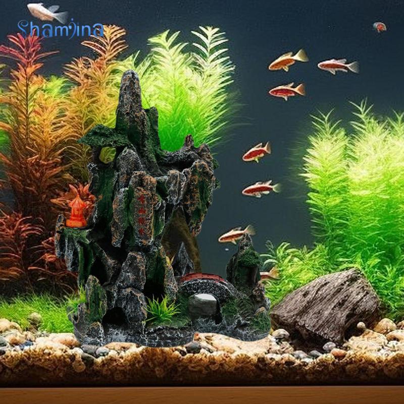 [Shamjina] Aquarium Rockery Pavilion Creative Hiding Cave Fish Tank Decoration Aquarium