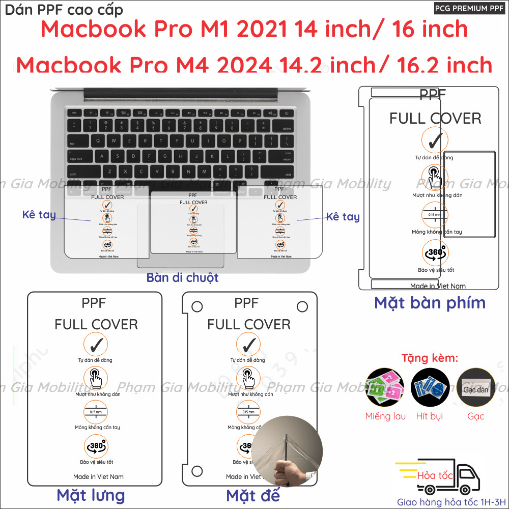 PPF สติกเกอร์สําหรับ Macbook Pro M1 M2 M3 M5 14 16 นิ้ว A2442 A2485 Pro M4 14.2 16.2 นิ้วสําหรับด้าน