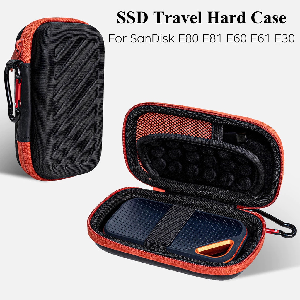 SSD สําหรับ SanDisk Extreme Pro/SanDisk Extreme แบบพกพาภายนอก SSD 500GB 1TB 2TB 4TB, Travel Hard Case ฝาครอบป้องกันกระเป๋าเก็บ (ไม่รวม SSD)