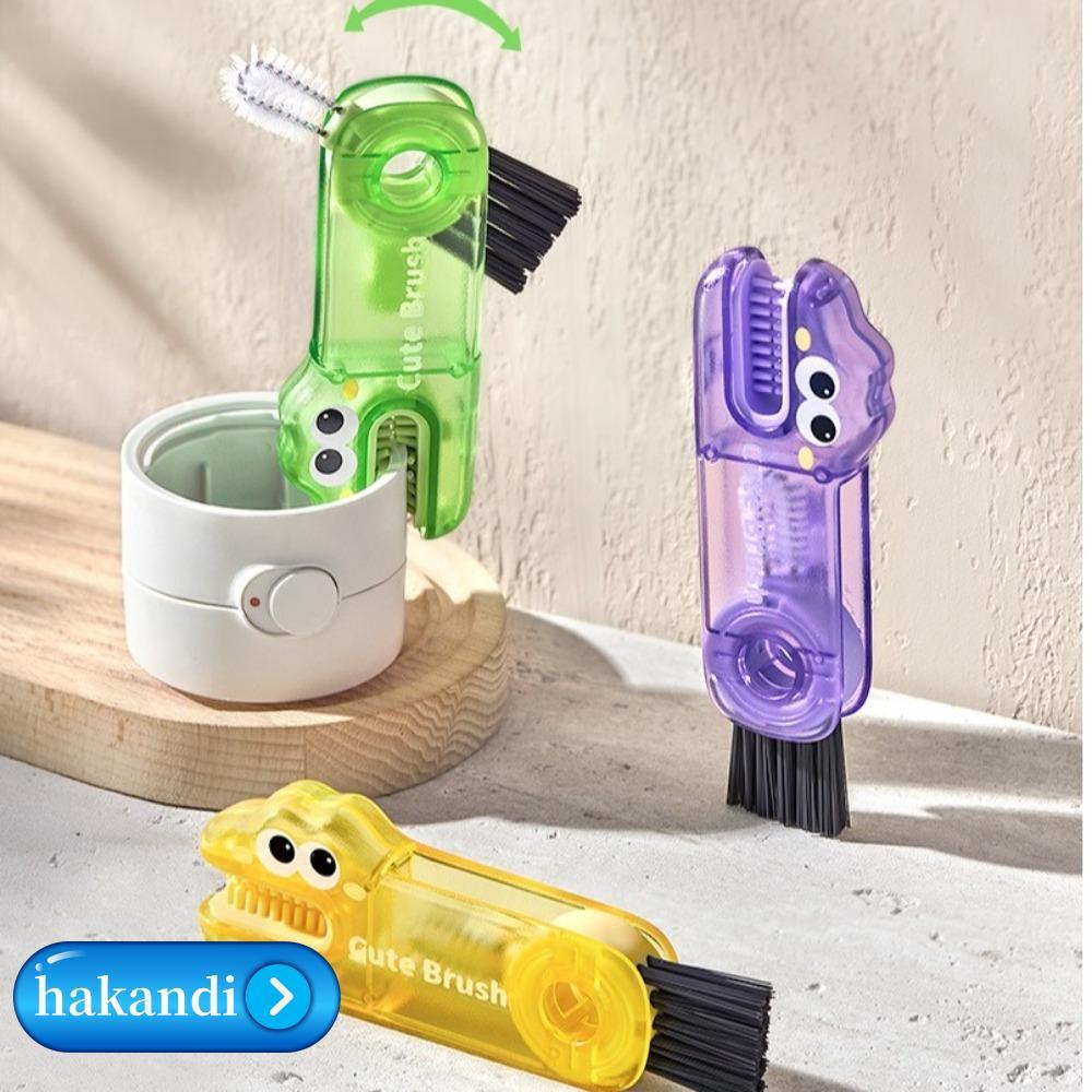 แปรงทําความสะอาดฝาถ้วย CANICE 3 In 1, แปรงทําความสะอาดรอยแยกทําความสะอาด 3in1, แปรงฟางขวดจระเข้มัลติ