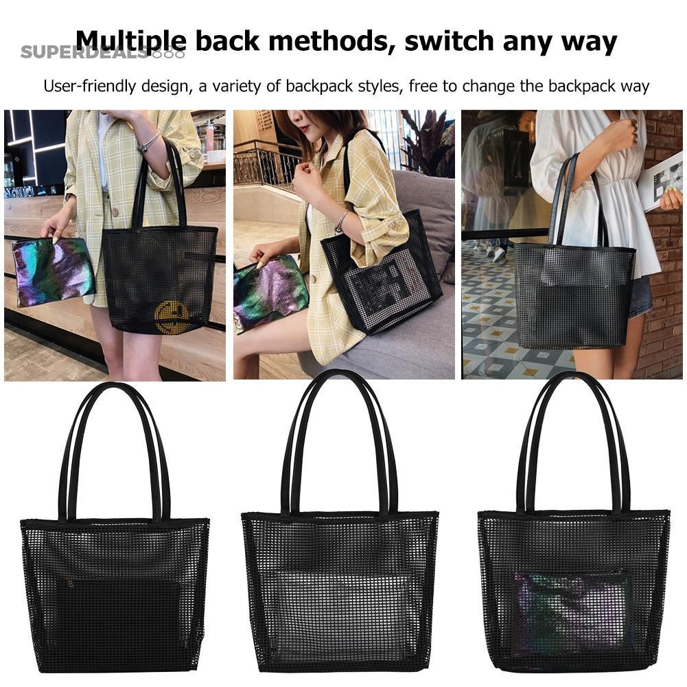 SB2 SuperDeals888^ แฟชั่นผู้หญิงกระเป๋าตาข่ายสองชิ้นไหล่ Messenger Composite กระเป๋าถือ