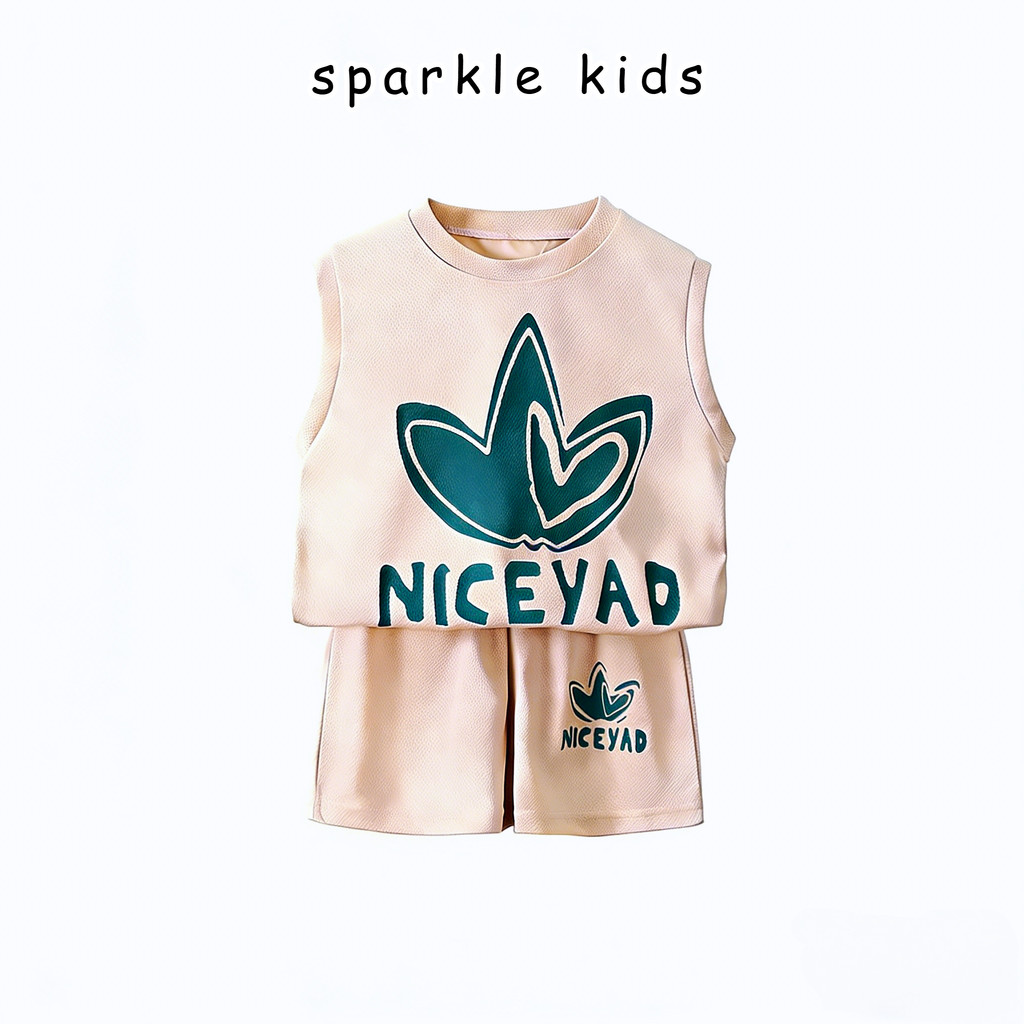 พร้อมส่ง-เสื้อแขนกุดเด็ก ชุดกีฬาเด็ก เซทเสือ+กางเกงขาสัน ใส่สบายๆ ไซส์:90-150cm ✅DA-Q✅