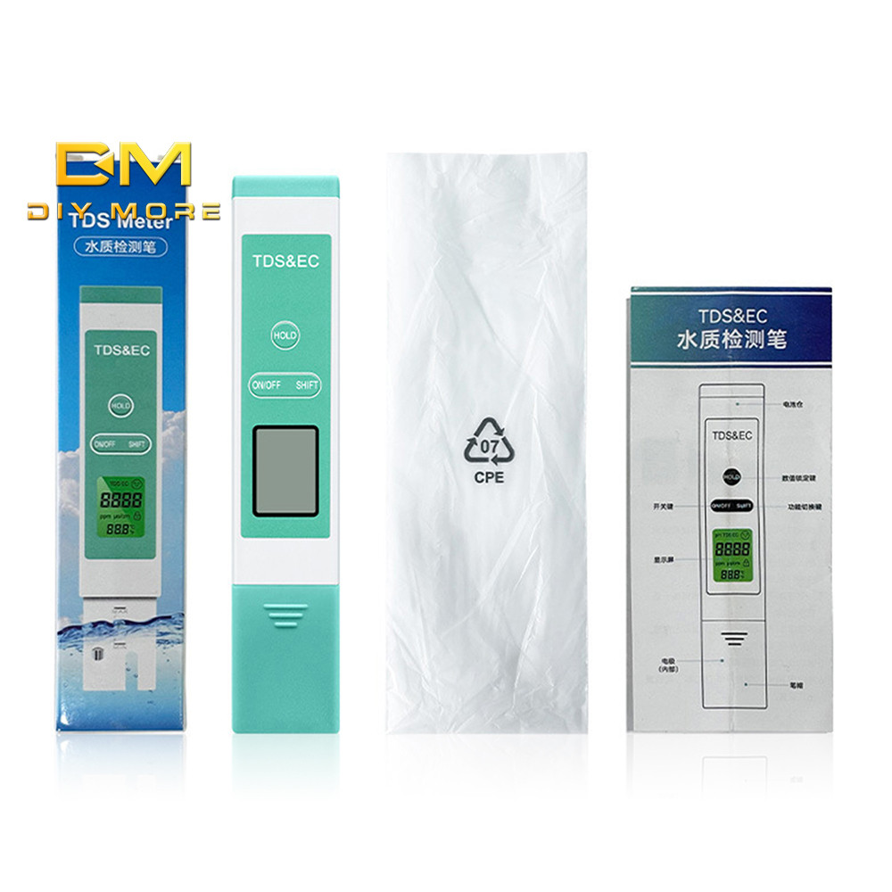 DIYMORE LCD จอแสดงผลดิจิตอลอุณหภูมิ/EC/TDS 3-in-1 เครื่องทดสอบคุณภาพน้ํามัลติฟังก์ชั่นแบบพกพาพร้อมแบ็คไลท์อัจฉริยะ