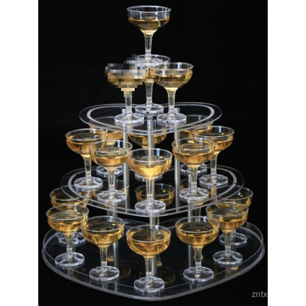 ของตกแต่งงานแต่งงาน หอคอยแก้วเทไวน์ หอคอยไวน์ ชั้นวางอะคริลิครูปหัวใจ งานเฉลิมฉลองงานแต่งงาน หอคอยแช