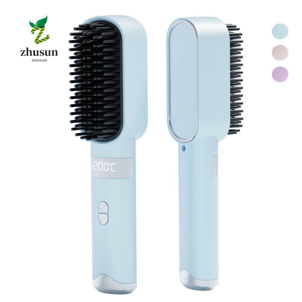 เครื่องหนีบผม ZHUSUN, หวีผมตรงไร้สาย Type-C, การตั้งค่าอุณหภูมิ 3 แบบแบบพกพา 140-200C° หวียืดแบบชาร์จไฟได้