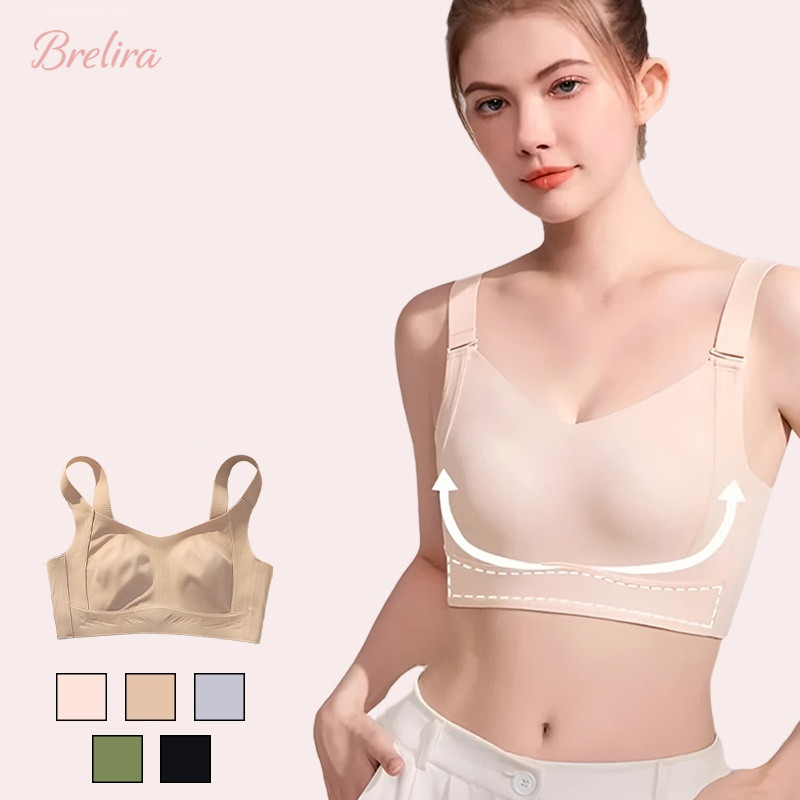 『Brelira』ชุดชั้นในสตรี แบบปรับได้ ชุดชั้นในเต็มคัพของผู้หญิง สไตล์บาง ปรับได้ ป้องกันการหย่อนคล้อย ไร้รอยต่อชุดชั้นในขนาดใหญ่