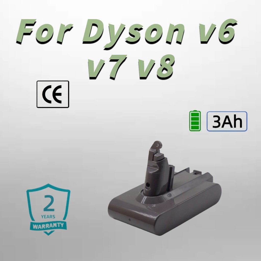 แบตเตอรี่ทดแทน Dyson V6 V7 V8 21.6V 3Ah สำหรับ DC58 DC59 DC61 รับประกัน 2 ปี