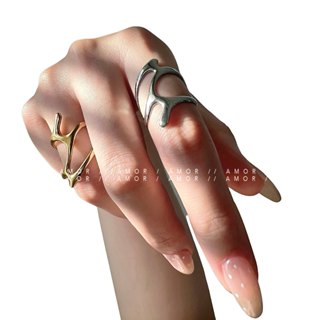 แหวนเหล็กไทเทเนียมเคลือบด้วยทอง 18K ปรับได้ สไตล์วินเทจแบบมห…