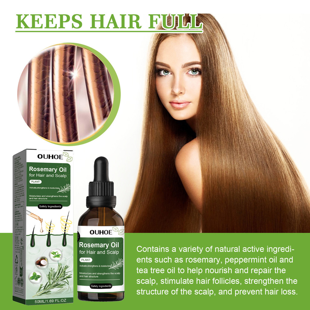 OUHOE Hair Care Rosemary Oil Rosemary Essence บํารุงเส้นผมปลาย Soft Care Hair Care Essential Oil 1.0