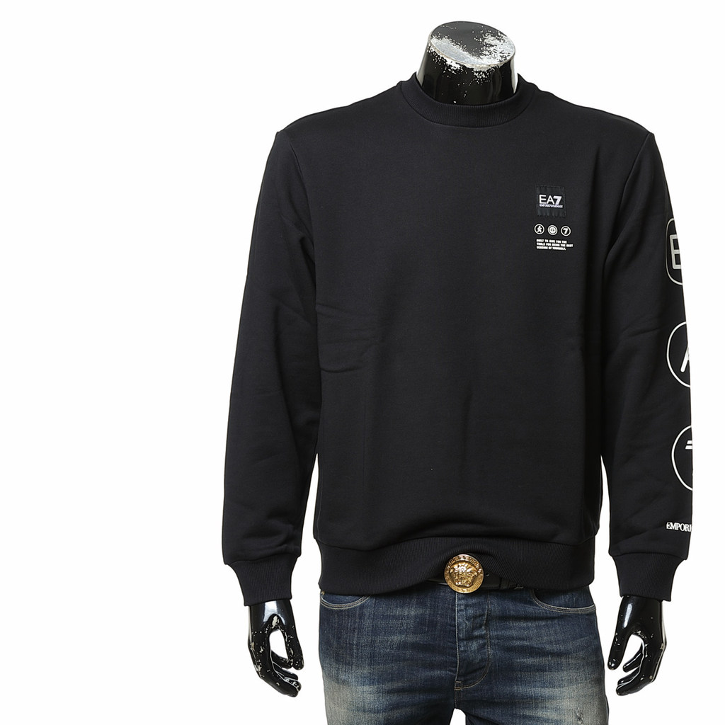 ผู้ชายผู้หญิงสไตล์เดียวกัน All-Match รอบคอ EA7 แฟชั่น Casual Cuffs พิมพ์ตัวอักษรรอบคอเสื้อกันหนาว 78