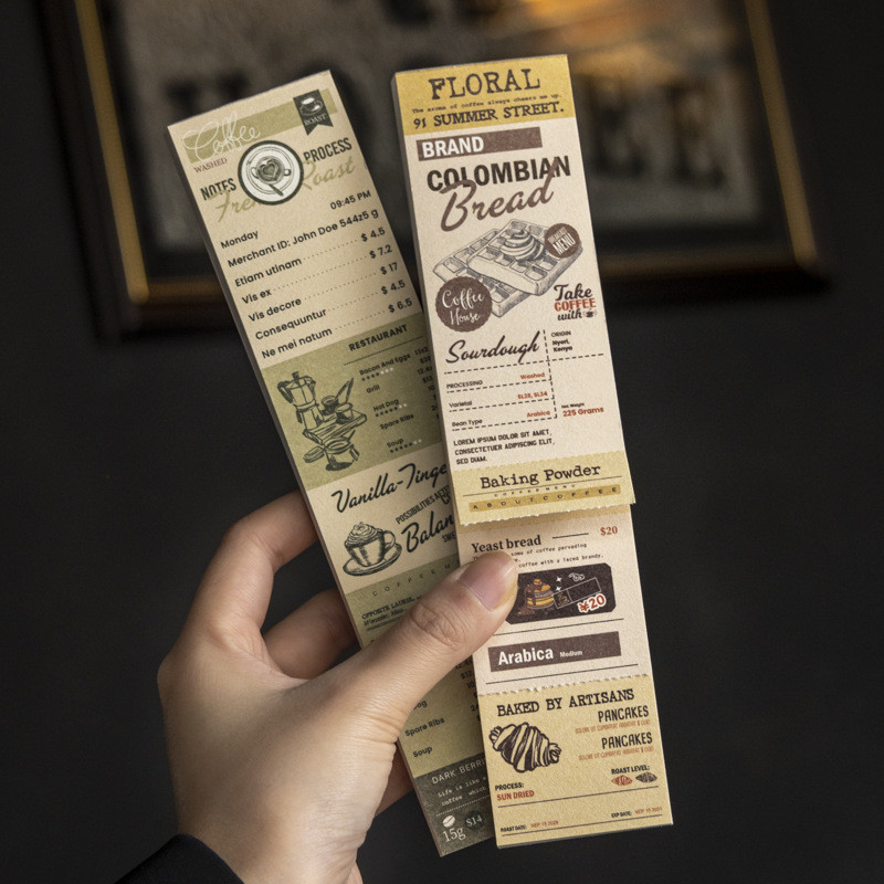 มาใหม่รายวัน/สะสมฉีกได้ Long Note Note Note Pad One Cup Coffee One Mood Retro English Handbook ตกแต่