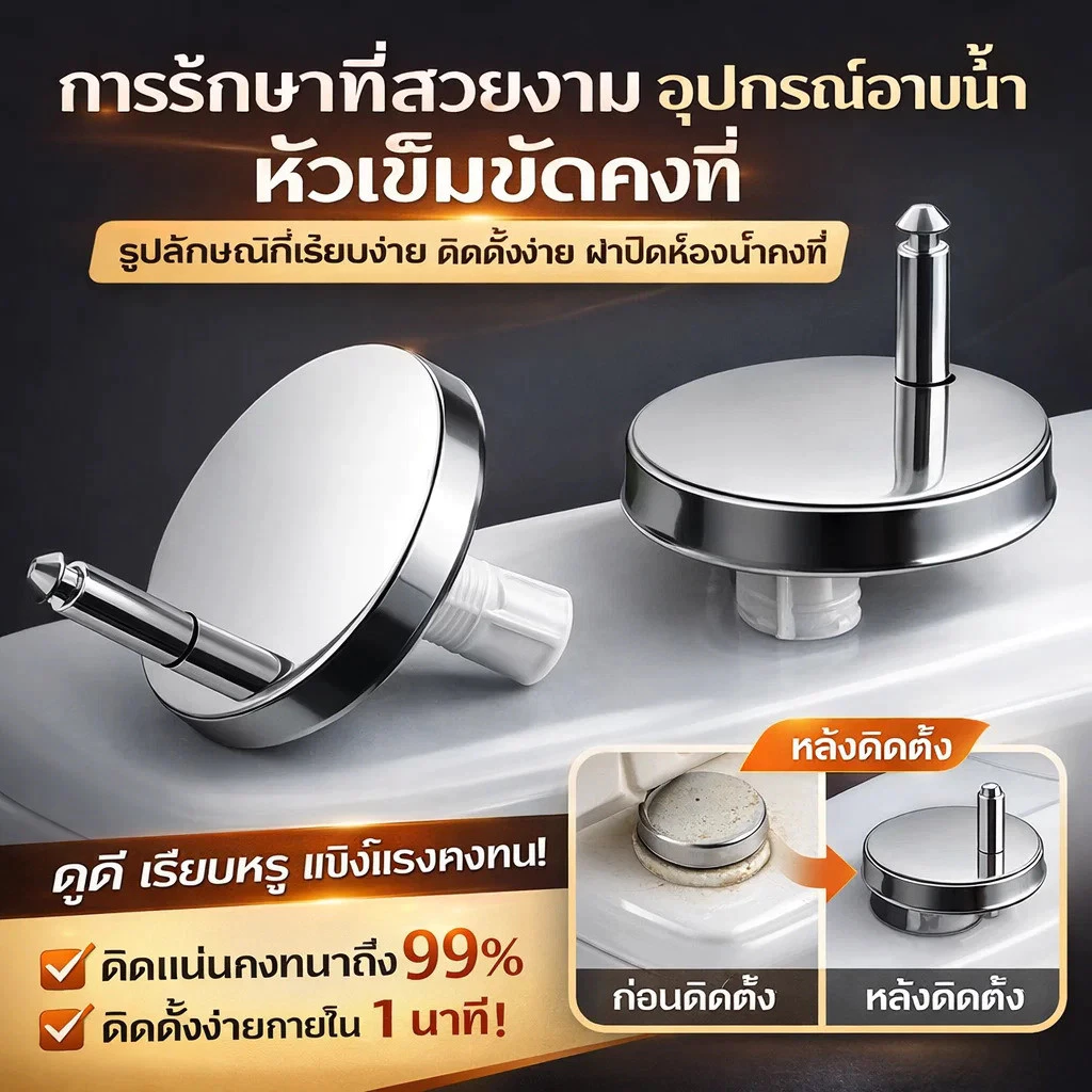 ติดตั้งง่าย ยึดแน่น น็อตยึดชักโครก ชุดยึดฝาชักโครกแบบขยาย มีฝาครอบ อะไหล่ซ่อมฝาชักโครกหลวม เปลี่ยนแทนสกรูเก่าหรือหาย ซ่อมเองในบ้าน