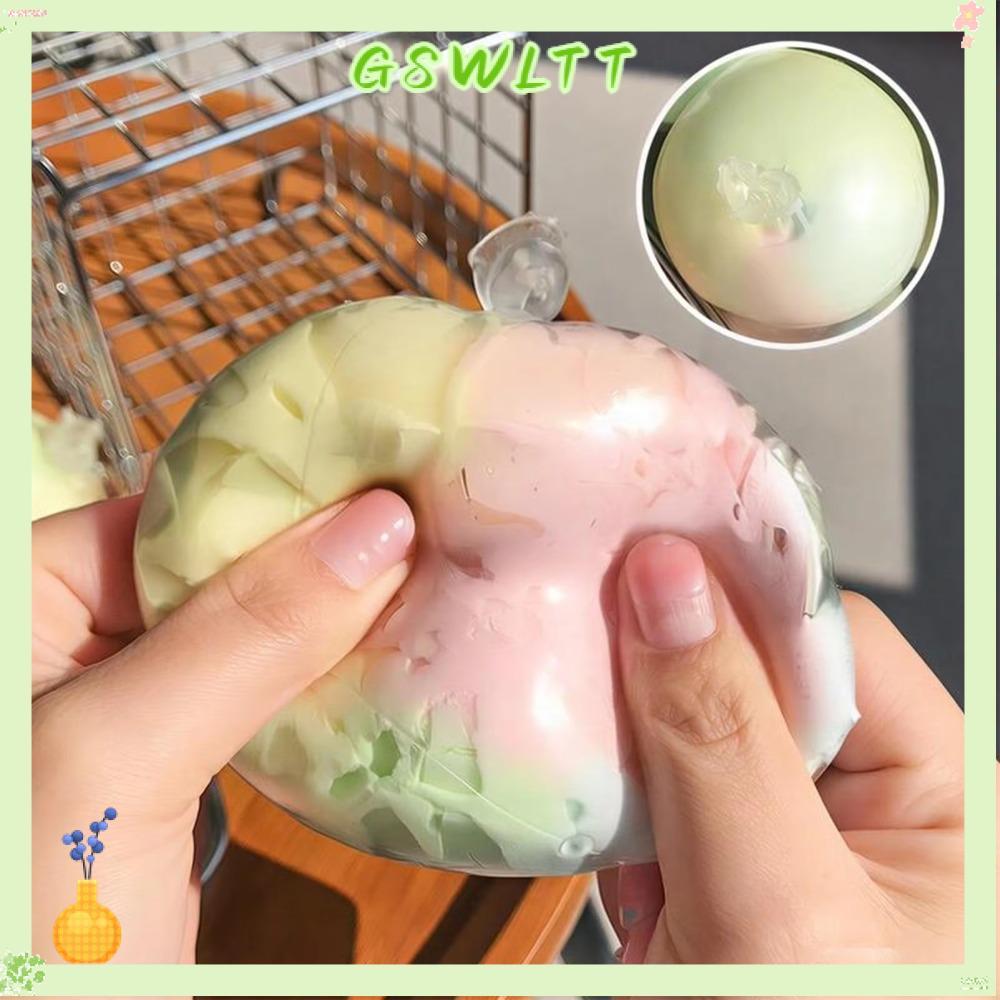 GSWLTT ลูกบอลกรอบสายรุ้ง,สีไล่ระดับสีความเครียดบรรเทาบีบประสาทสัมผัสอยู่ไม่สุขบอล,ของขวัญนุ่มนํามาใช้ใหม่รูปร่างบีบอัดหยิกของเล่นสํานักงานบ้านผ่อน