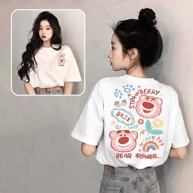 COD สีขาวขนาดใหญ่แขนสั้นเสื้อยืดผู้หญิงฤดูร้อนหลวมผ้าฝ้าย Casual Slimmer ดู ins สไตล์ All-Match ราคา ถูกที่สุด ดีลบีเคเค แกลเลอรีภาพที่ 4