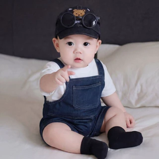 ฤดูร้อนใหม่เด็กแขนสั้น ชุดจั๊มสูท ปลอมสองชิ้น 0-24 เดือนเป็นมิตรกับผิวสบายแฟชั่นผ้ายีนส์ ชุดรอมเปอร์ สไตล์เกาหลี
