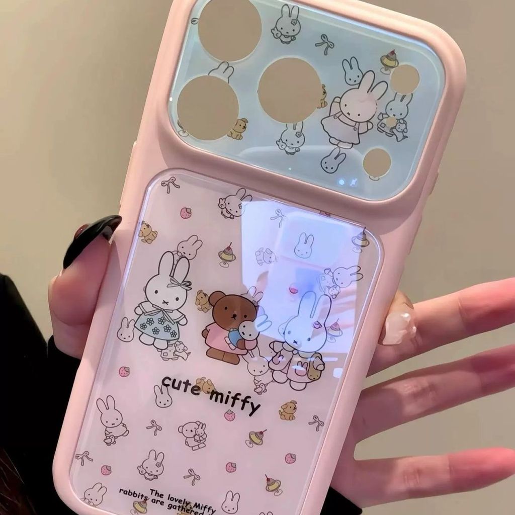 เคสโทรศัพท์หน้าต่างขนาดใหญ่น่ารัก มิฟฟี่ ลายกระต่ายเหมาะสําหรับ ไอโฟน 13 14 15 16 17โปรแม็กซ์ กันกระแทกป้องกันกรณีซิลิโคนนุ่มกรณีมูลค่าส – โปรปัง