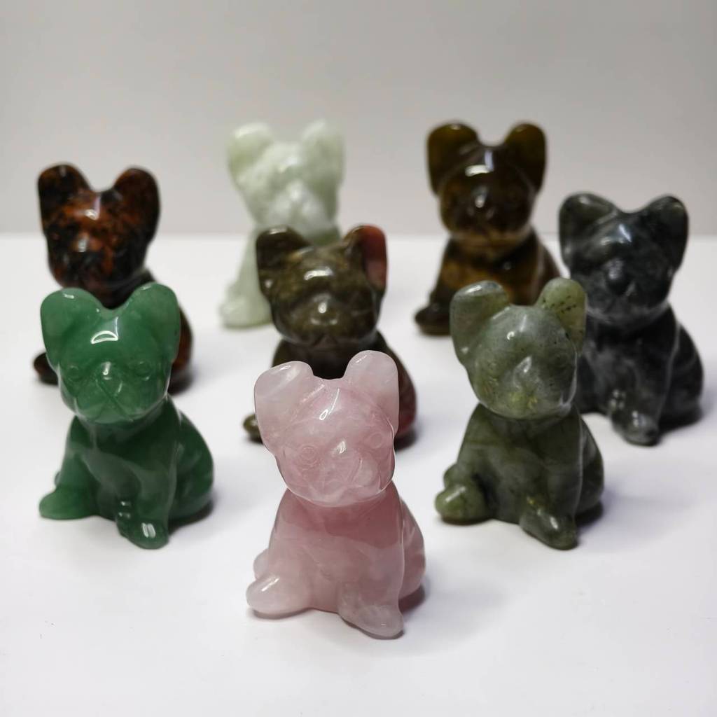 น้องหมาหินแกะสลัก  Crystal Dog Figurine  น่ารัก • หินธรรมชาติ • เครื่องรางนำโชค