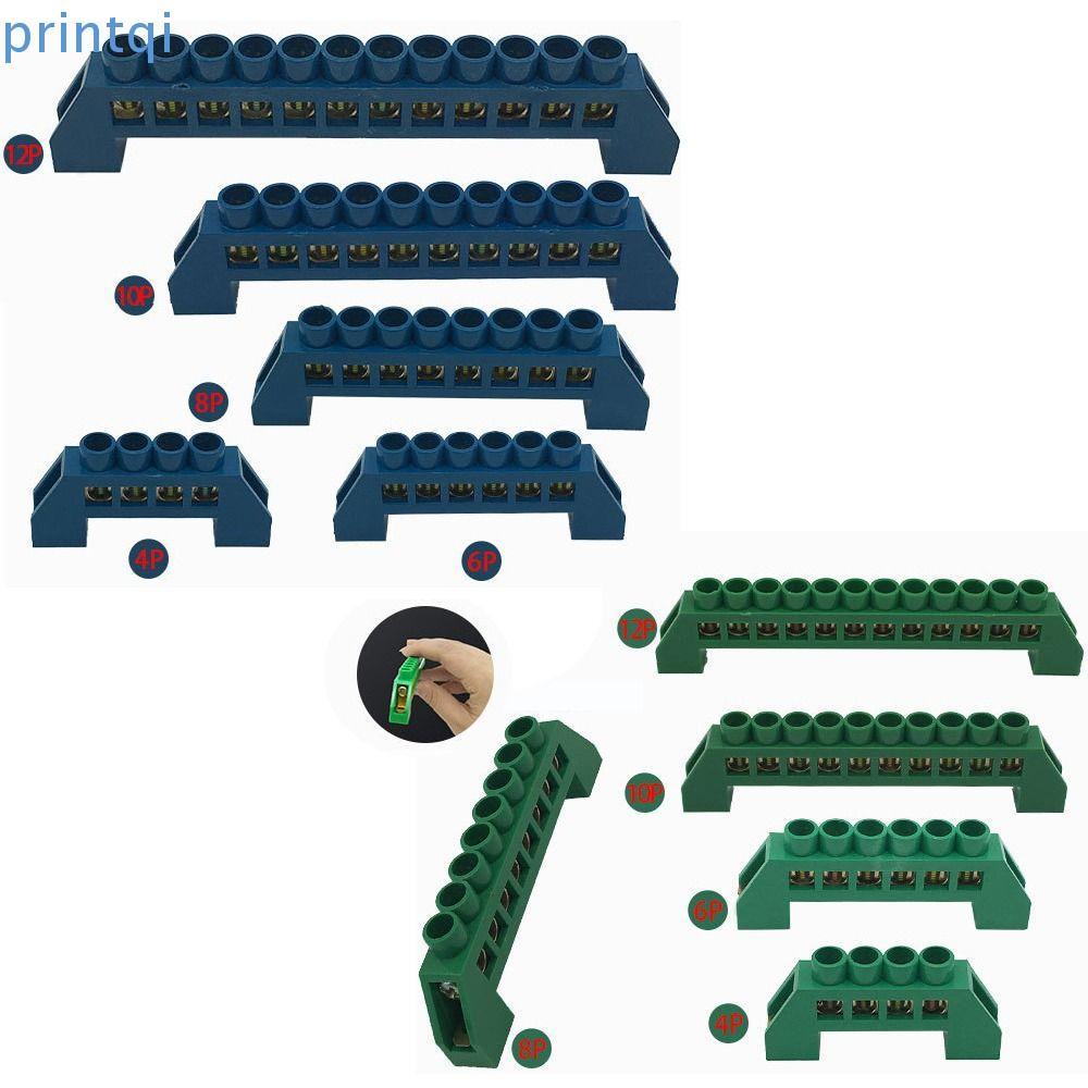 PRINTQI สกรูทองเหลือง Grounding Bridge Terminal, Blue Green Zero Line และ Neutral Block Connector, 4